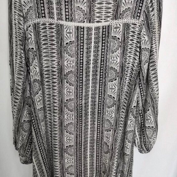 Roxy April Morning Black and White Boho Long Sleeve Mini Dress, Size X-Small - Picture 2 of 4